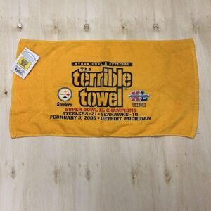 Y2K Pittsburgh Steelers Towel Yellow NFL Terrible Towel Super Bowl XL Detriot 06